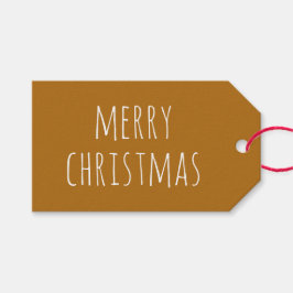 かわいいメリークリスマス | あたたかなマスタードブラウンのホリデー ギフトタグ