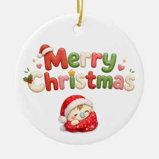 かわいいメリークリスマス セラミックオーナメント