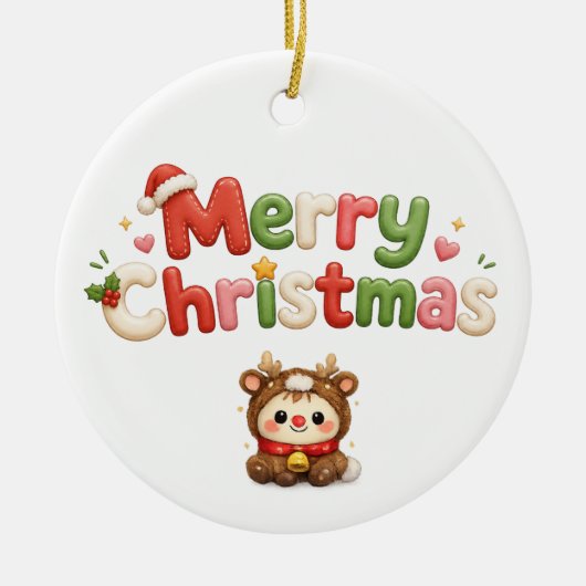 かわいいメリークリスマス セラミックオーナメント (正面)