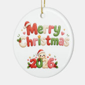 かわいいメリークリスマス セラミックオーナメント (左)