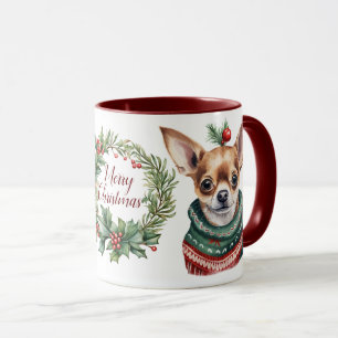 かわいいメリーチワホアドッグクリスマスマグ マグカップ