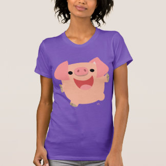 かわいいメリーマンガ豚の女性Tシャツ Tシャツ