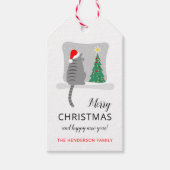 かわいいメリーメオウィクリスマスツリーキャット雪 ギフトタグ (正面)