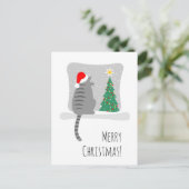 かわいいメリーメオウィクリスマスツリーキャット雪 シーズンポストカード (スタンド正面)
