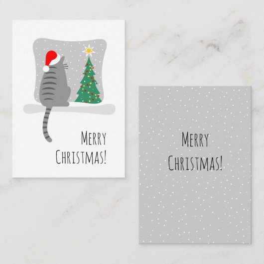 かわいいメリーメオウィクリスマスツリーキャット雪 ノートカード (正面/裏面)