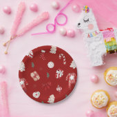 かわいいメリー小さな赤い冬のクリスマスベビーシャワー ペーパープレート (パーティー)