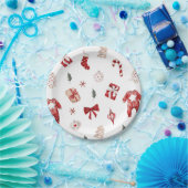 かわいいメリー小さな赤い冬のクリスマスベビーシャワー ペーパープレート (パーティー)