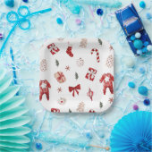 かわいいメリー小さな赤い冬のクリスマスベビーシャワー ペーパープレート (パーティー)