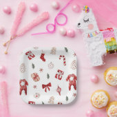 かわいいメリー小さな赤い冬のクリスマスベビーシャワー ペーパープレート (パーティー)