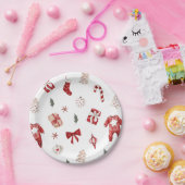 かわいいメリー小さな赤い冬のクリスマスベビーシャワー ペーパープレート (パーティー)