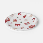 かわいいメリー小さな赤い冬のクリスマスベビーシャワー ペーパープレート (アングル)