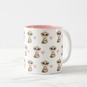 かわいいメルカットとハート柄 ツートーンマグカップ (正面右)