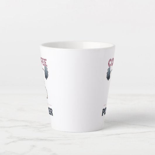 かわいいメルカットコーヒーパワーウェイトリフティングアニメ カフェラテマグ (正面)