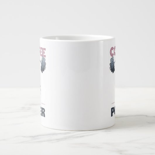 かわいいメルカットコーヒーパワーウェイトリフティングアニメ ジャンボコーヒーマグカップ (正面)