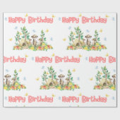 かわいいメルカット子ども動物光沢ハッピーバースデー ラッピングペーパー (フラット)