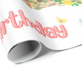 かわいいメルカット子ども動物光沢ハッピーバースデー ラッピングペーパー (ロールコーナー)