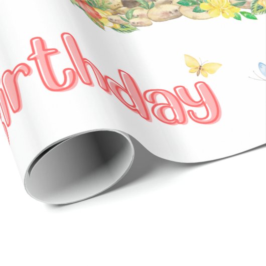 かわいいメルカット子ども動物光沢ハッピーバースデー ラッピングペーパー (ロールコーナー)