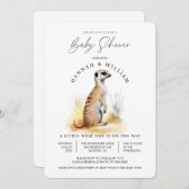 かわいいメルカット赤ちゃん男女兼用シャワー 招待状 (正面/裏面)