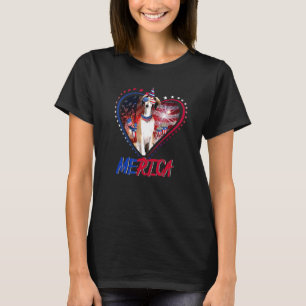 かわいいメルカボルゾイ&アメリカ国旗サングラス4日Ju Tシャツ