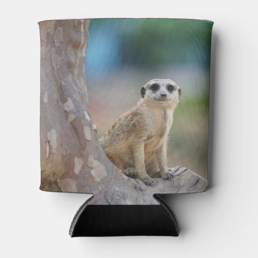 かわいいメルカートが木の上に座った 缶クーラー (正面)