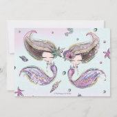 かわいいメルメイドツインズシスターバースデーパーティーの写真 招待状 (裏面)