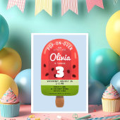 かわいいメロンのアイスクリームの女の子の3歳の誕生日 招待状