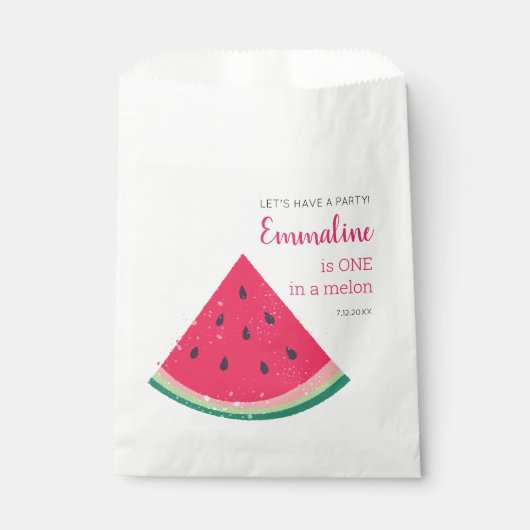 かわいいメロンのスイカ1歳の誕生日 フェイバーバッグ (正面)