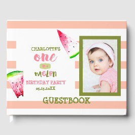 かわいいメロンの幸せ1歳の誕生日の水色 ゲストブック