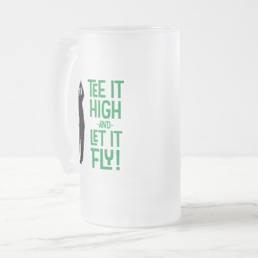 かわいいメンズゴルフティーおもしろいユーモススポーツブラックグリーン フロストグラスビールジョッキ (正面左)