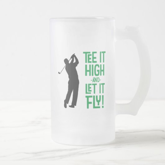 かわいいメンズゴルフティーおもしろいユーモススポーツブラックグリーン フロストグラスビールジョッキ (右)