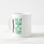 かわいいメンズゴルフティーおもしろいユーモススポーツブラックグリーン マグカップ (正面左)