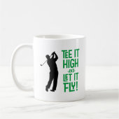 かわいいメンズゴルフティーおもしろいユーモススポーツブラックグリーン マグカップ (左)