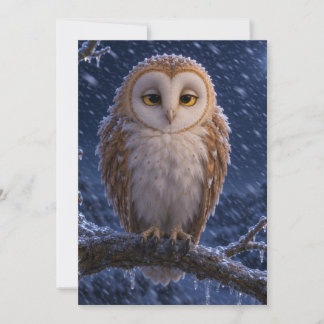 かわいいメンフクロウの冬の雪のグリーティングカード シーズンカード