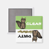 かわいいメーヌクーンキャットクリーン汚れた食洗機マグネット マグネット (正面/裏面)