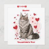 かわいいメーヌクーン🐾ネコのバレンタインデー💖 シーズンカード (正面/裏面)