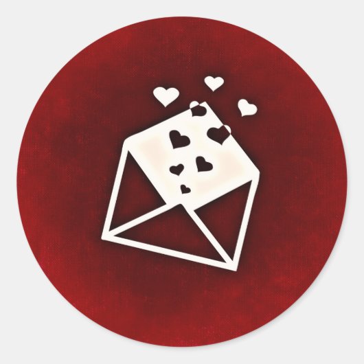 かわいいメールと愛ハートバレンタインデー ラウンドシール (正面)