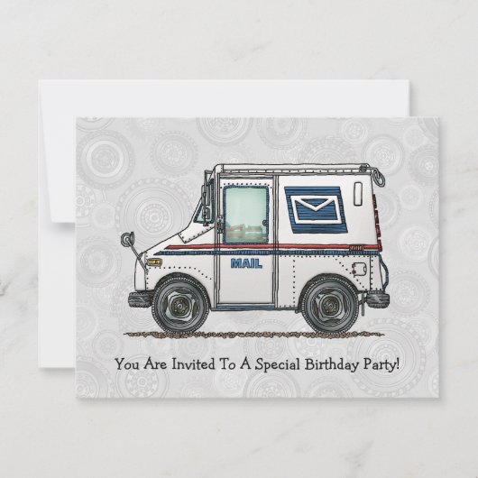 かわいいメールトラック 招待状 (正面)