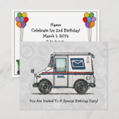 かわいいメールトラック 招待状 (正面/裏面)