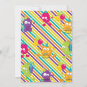 かわいいモカラフルンスター1歳の誕生日パーティー鮮やか 招待状 (裏面)