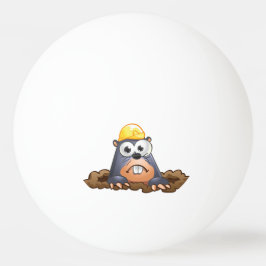かわいいモグラの穴掘りキャラクター 卓球ボール