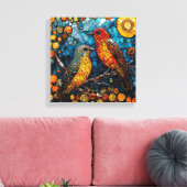 かわいいモザイクの鳥 キャンバスプリント (インサイチュ (リビング))