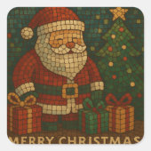 かわいいモザイク技法 メリークリスマス サンタ スクエアシール (正面)