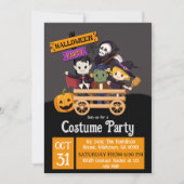 かわいいモダンおもしろいハロウィンの衣装パーティー 招待状 (正面)