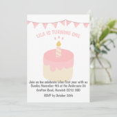 かわいいモダンお誕生日ケーキ 招待状 (スタンド正面)