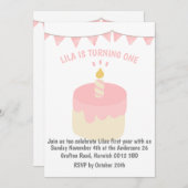 かわいいモダンお誕生日ケーキ 招待状 (正面/裏面)