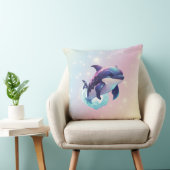 かわいいモダンかわいいオルカキラーホエールピンクとブルー クッション (椅子)