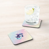 かわいいモダンかわいいオルカキラーホエールピンクとブルー コースター (右側)