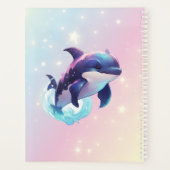 かわいいモダンかわいいオルカキラーホエールピンクとブルー プランナー手帳 (裏面)