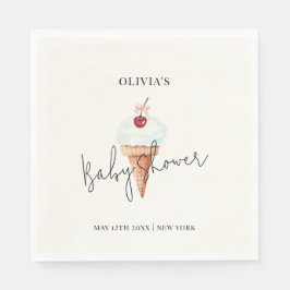 かわいいモダンさくらんぼスコップアイスクリームベビーシャワー スタンダードランチョンナプキン