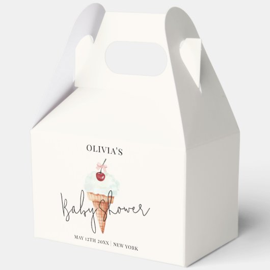 かわいいモダンさくらんぼスコップアイスクリームベビーシャワー フェイバーボックス (裏面)